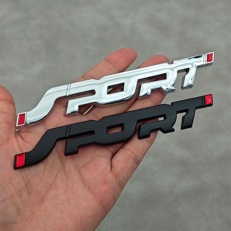 Outdoor Sport Logo - 1PC Metal Chrome Black Letters Sport