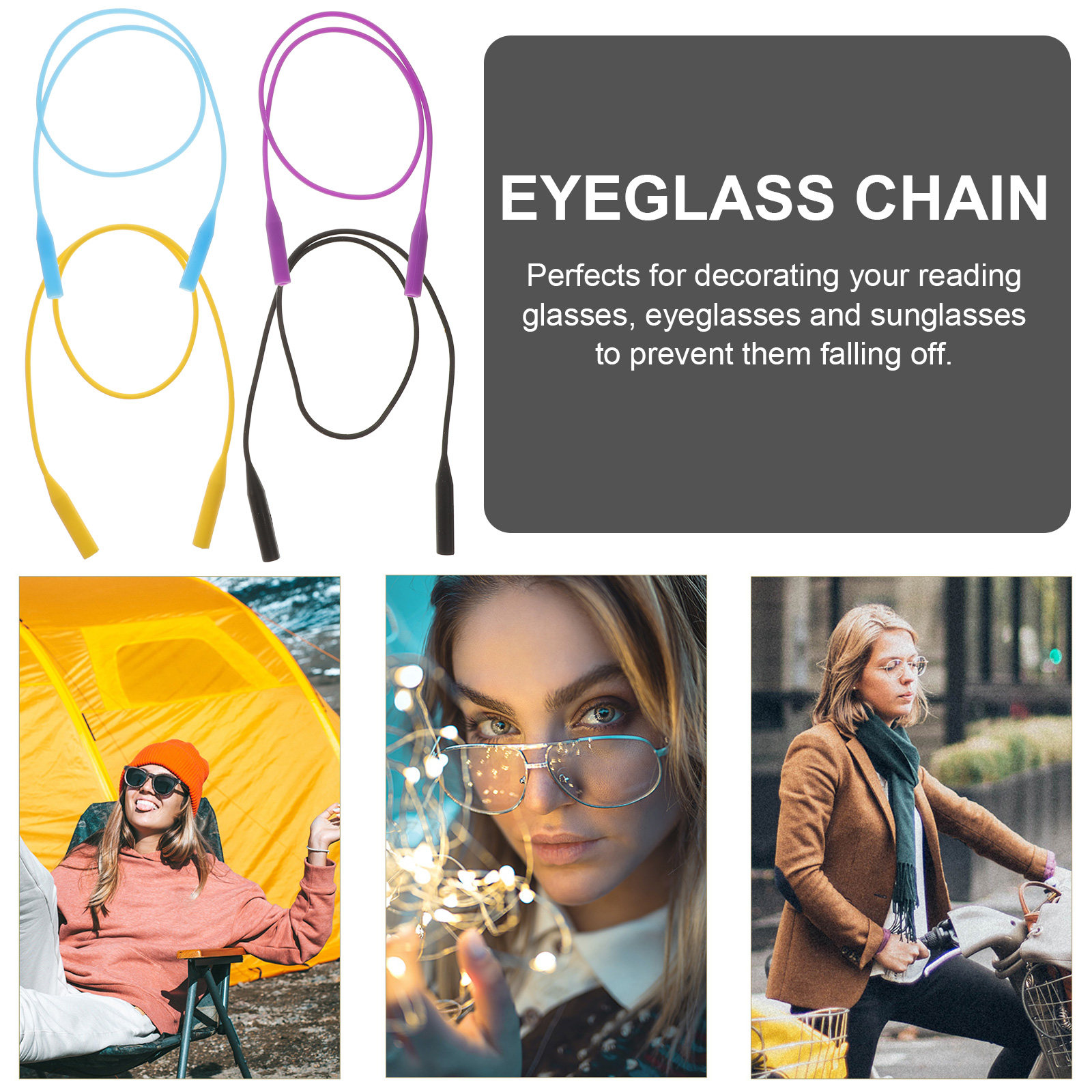 4Pcs Non-Slip Eyeglass Chain H - Outdoor Sport Using A Bike avaliação e preço