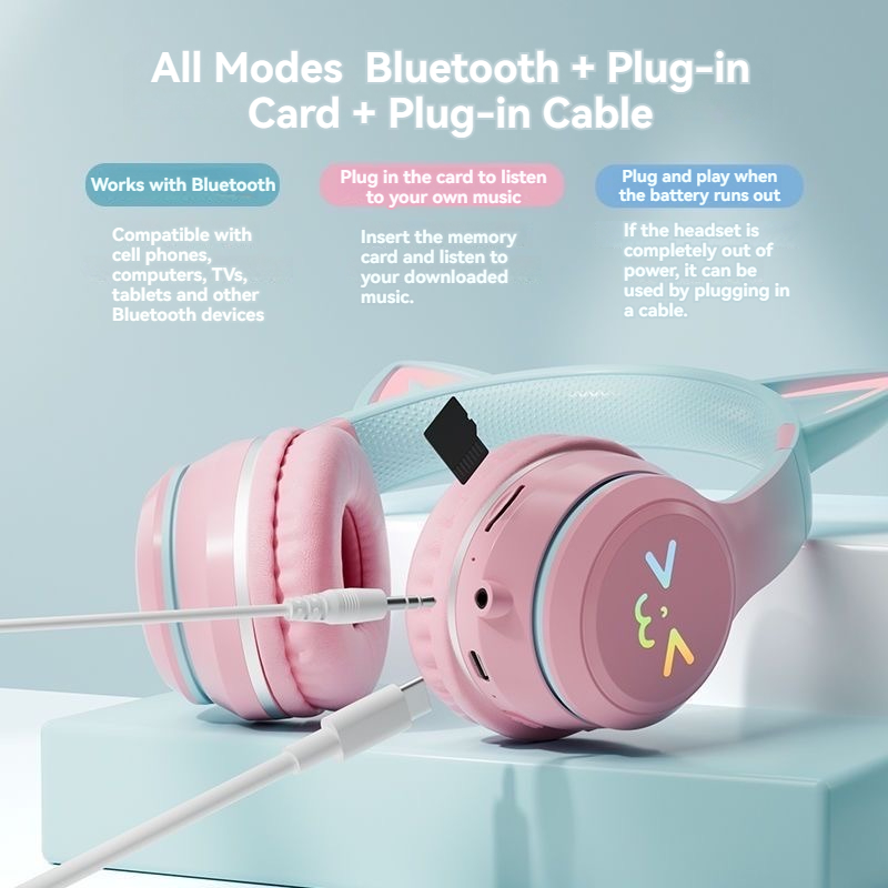 wireless Headphones RGB cute c - Outdoor Sport Activities For Kids avaliação e preço