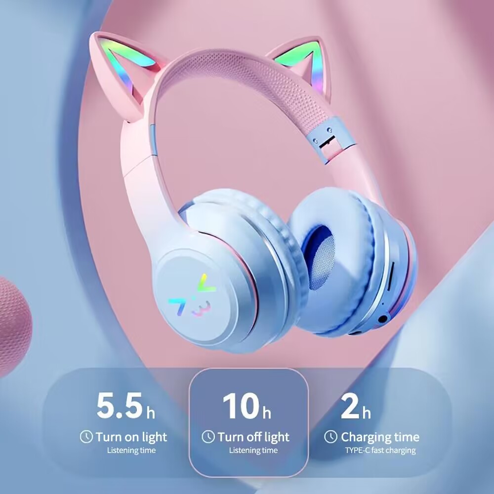wireless Headphones RGB cute c - Outdoor Sport Activities For Kids avaliação e preço